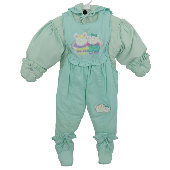 VTG Alpine Way 18M 18 Months Embroidered Bunny Cat One Piece Snow Suit Jumpsuit - Picture 1 of 15